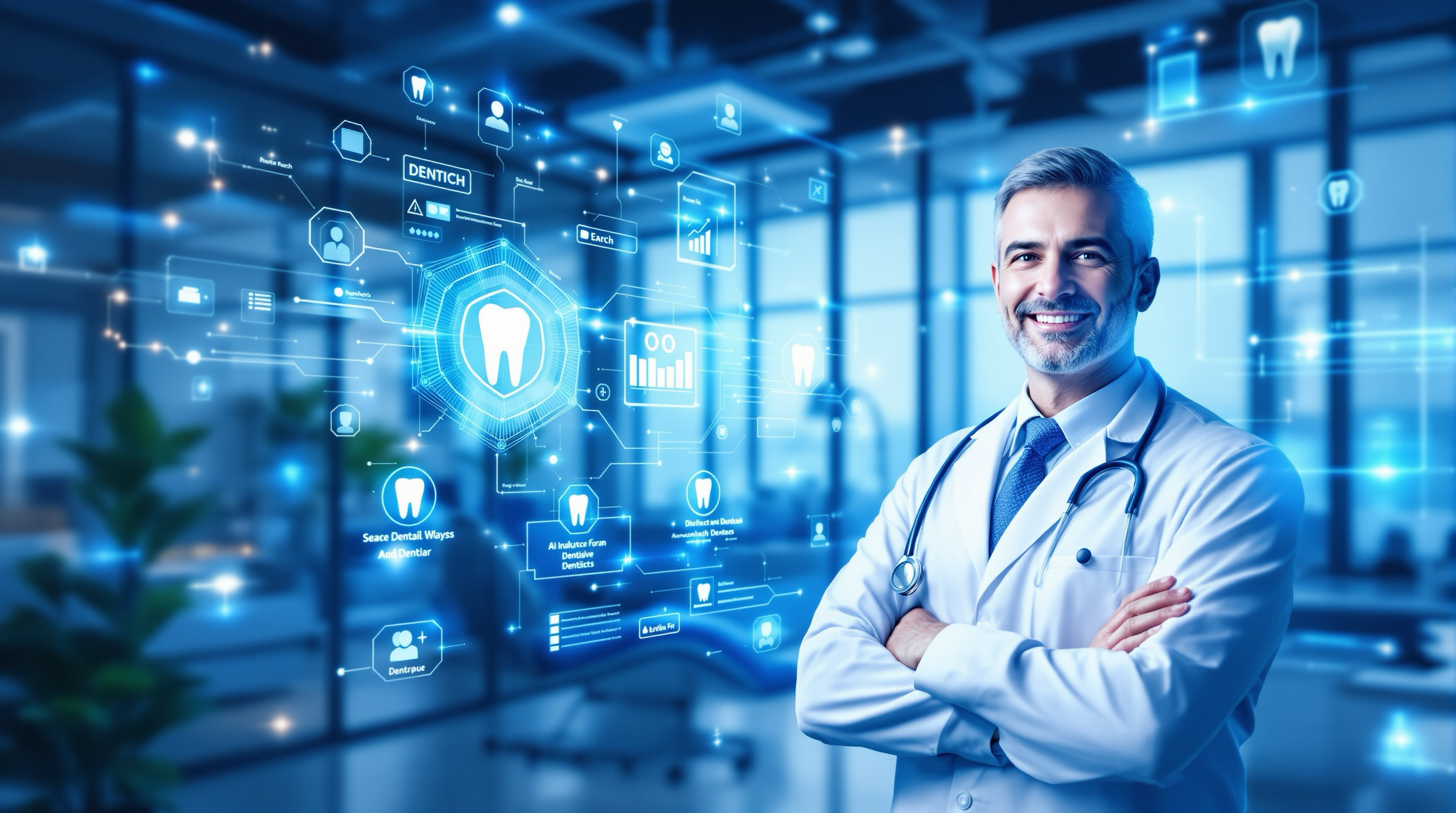 A modern dental clinic highlighted across AI search interfaces