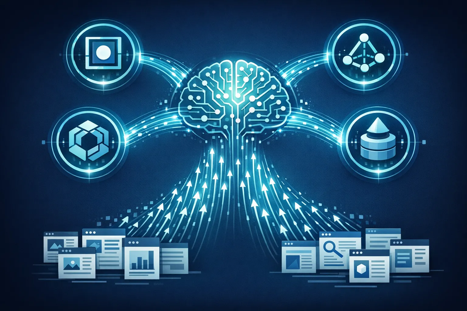 Visualization of AI citation algorithm showing how ChatGPT Perplexity Gemini and Claude select brands to cite in their answers