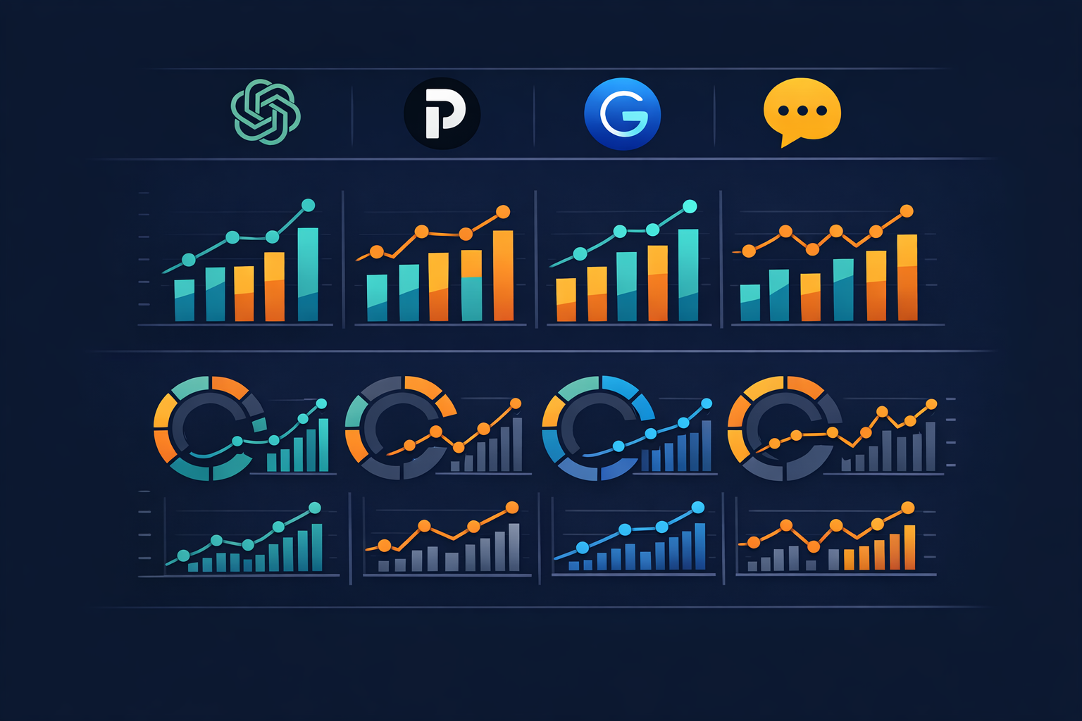Dashboard comparing AI visibility tracking tools and benchmark data across multiple AI engines